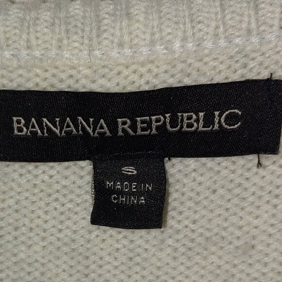 Banana Republic Cashmere Blend Ruffle Off Shoulder Sweater Sz S Oatmeal White - Picture 2 of 5